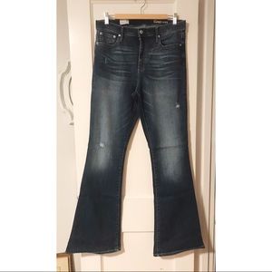 GAP Skinny Flare 31R distressed wash higher waist